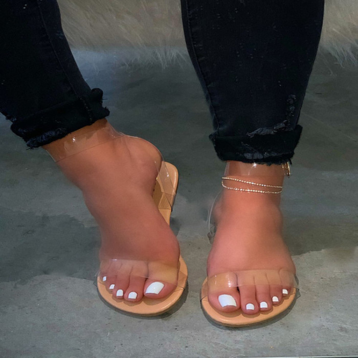 Flat heel transparent bandage sandals