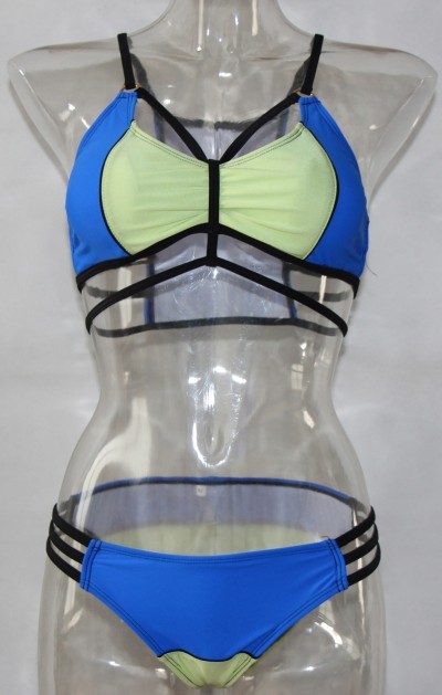 Caged Triangle Top&Skimpy Strappy Bottom Bikini LE4175