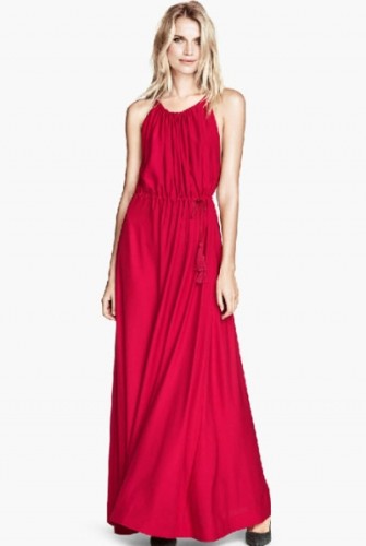 Glossy soft satin draped tassel drawstring crony dress