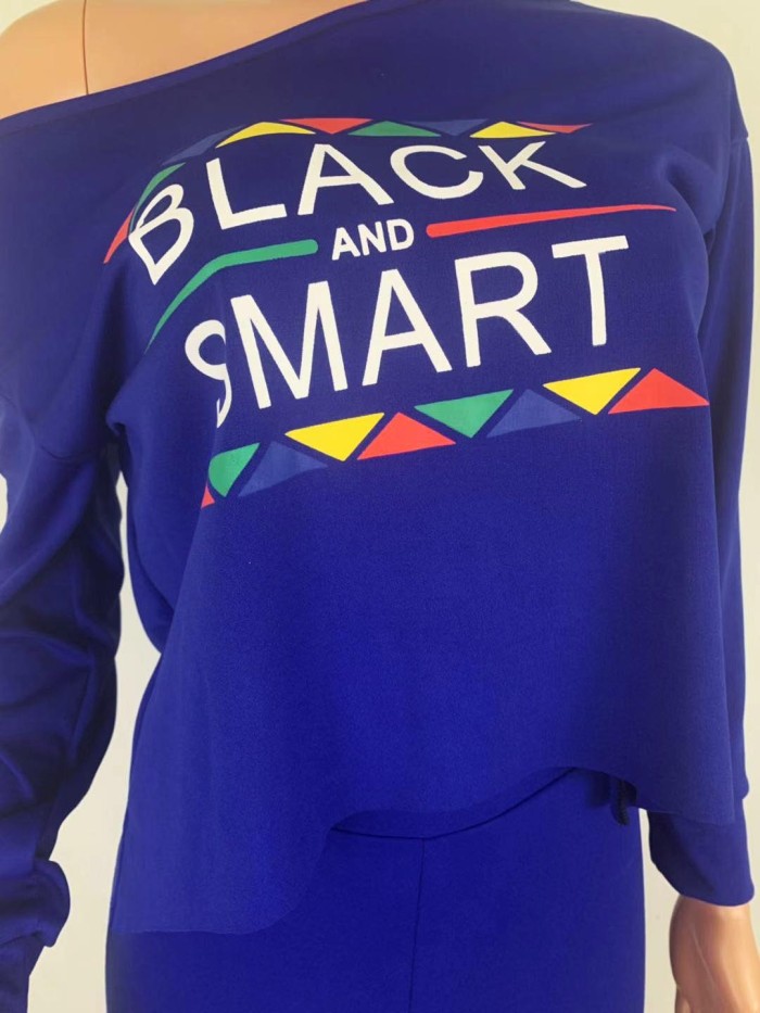 BLACK SMART Print 2pcs Sportswear Jogging Clothing