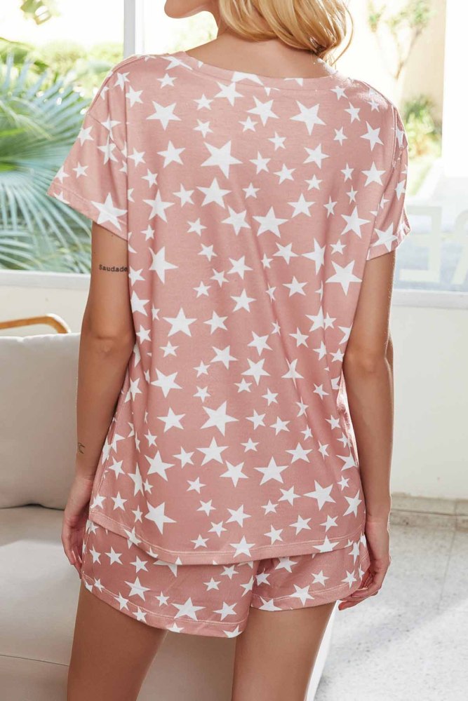 Star Print Short Sleeved Home Wear Suit