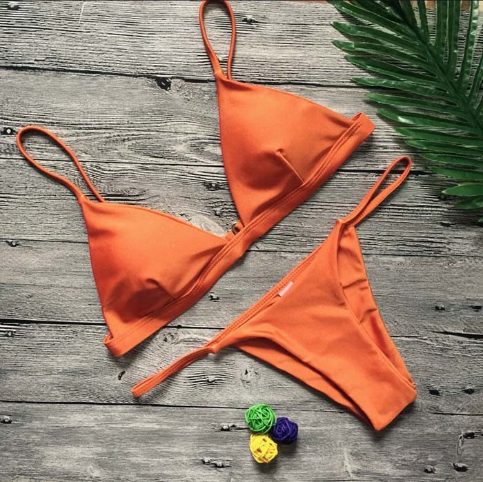 Floralkini Sexy Solid Color Low Waist Bikini SetLE5297