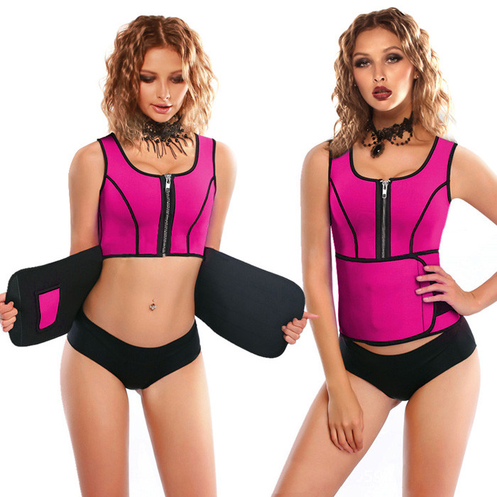 Rosy Latex Corset with Adjustable Shaper Trainer Belt