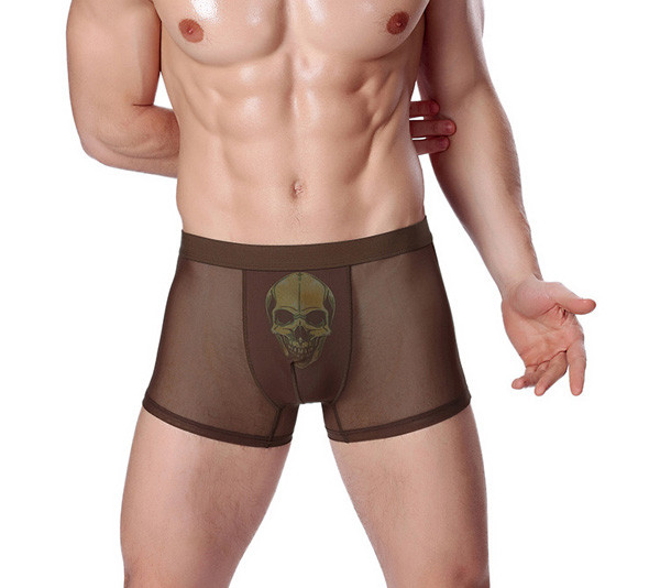 LE74007 Breathable mesh skull printed boxer briefs