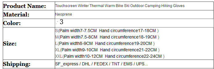 Touchscreen Winter Thermal Warm Bike Ski Outdoor Camping Hiking Gloves Full Finger Glove