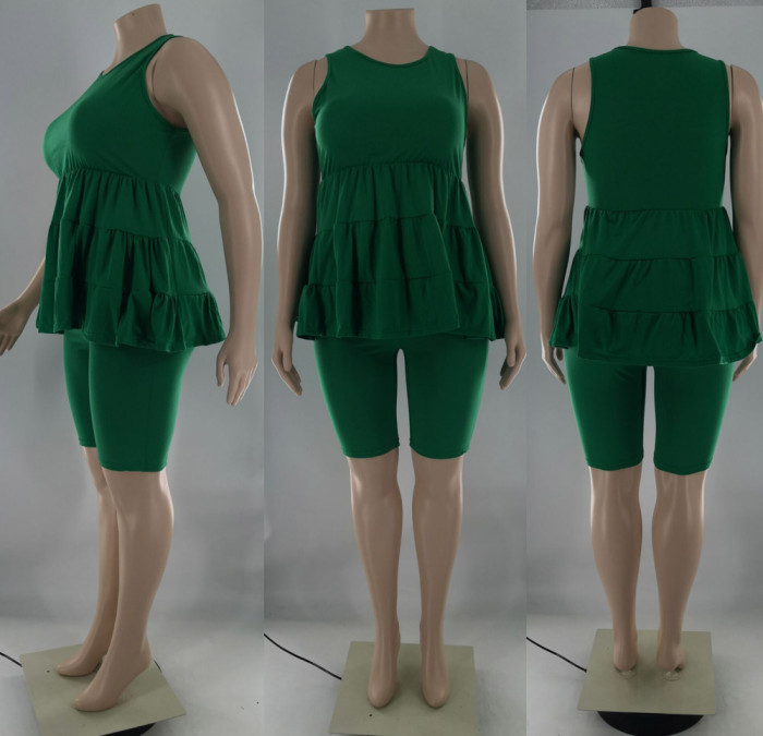 5XL Plus Size Two Piece Short Set Women Outfit