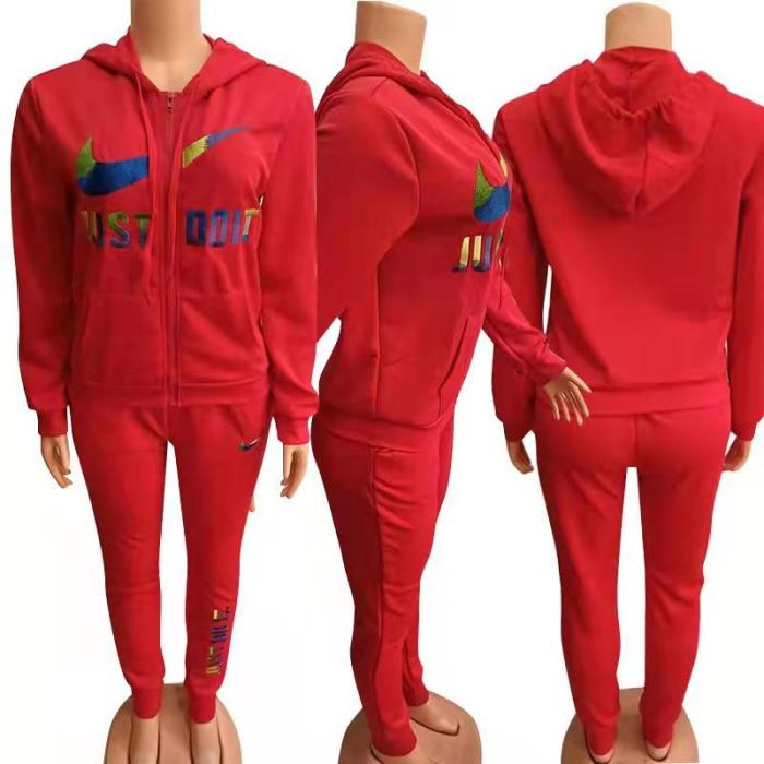 Embroider Letter Jogger 2 Piece Athletic Tracksuit