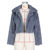 Long Sleeve Crop Fur Coat