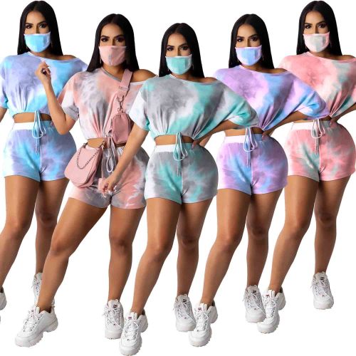Tie dyed casual fashion Sportswear shorts suit