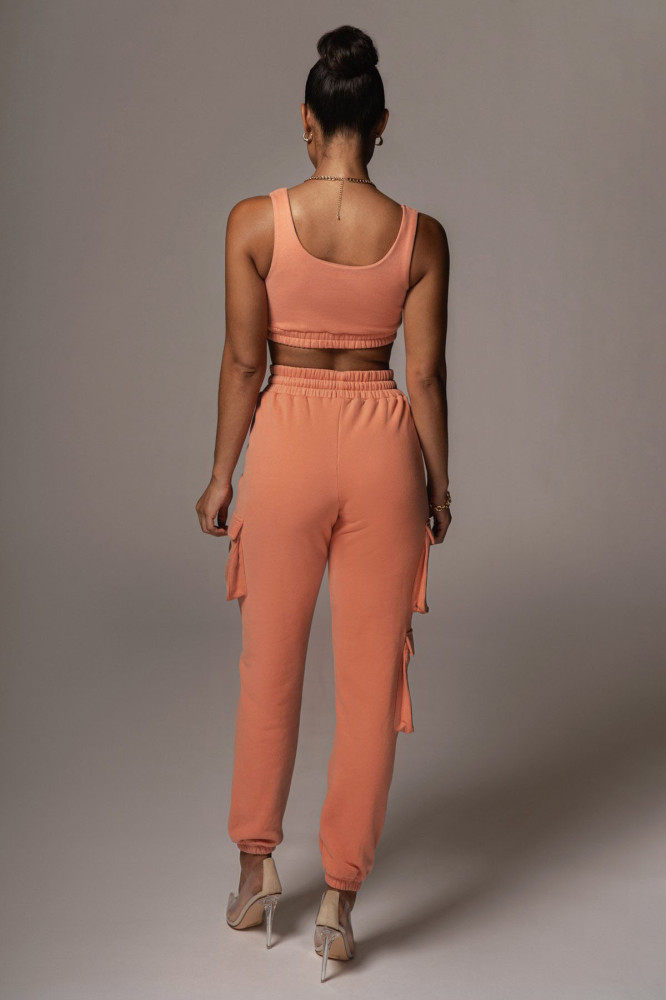 Solid Color Trousers Track Pants Suit With Pockets
