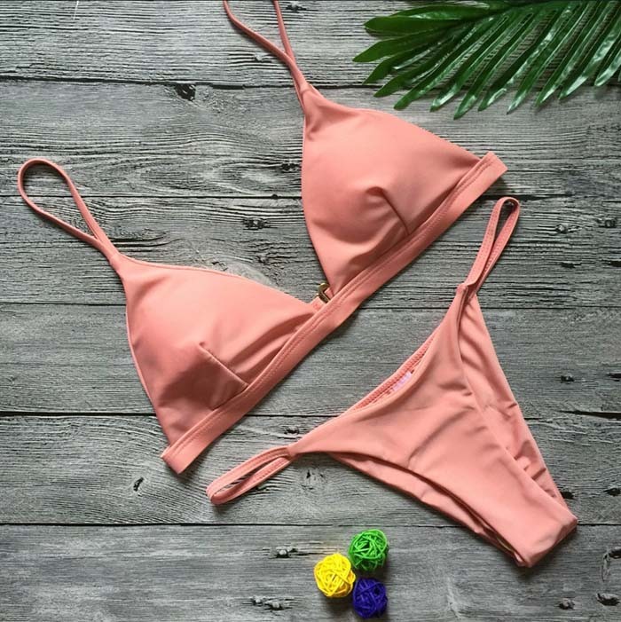 Floralkini Sexy Solid Color Low Waist Bikini Set LE4299