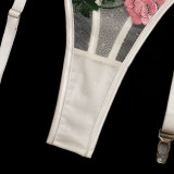 3PCS Embroidered Lace Mesh Underwear