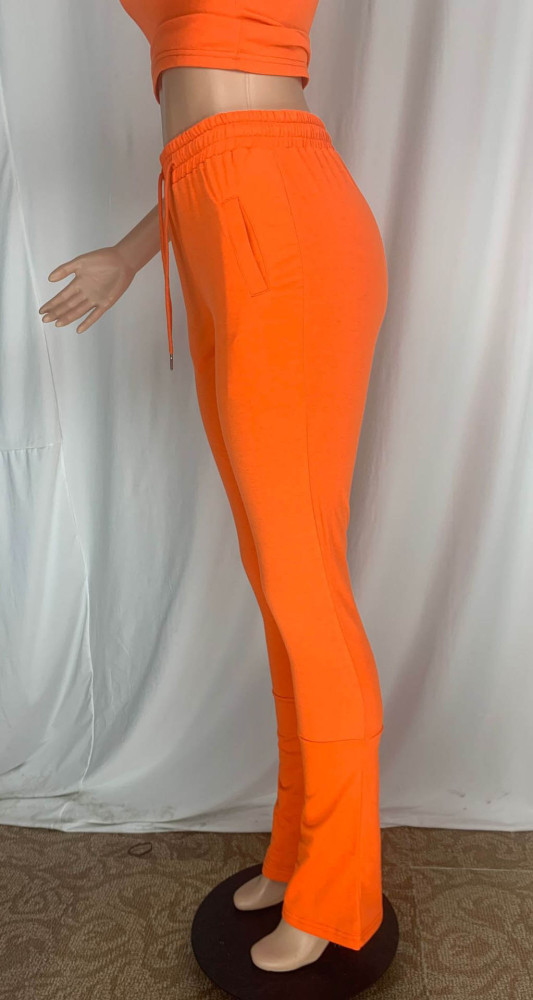 Two-piece Casual Tight-fitting Waist Top Pile Pants