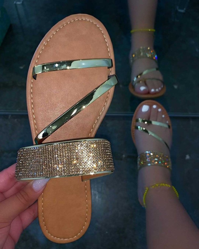 bling diamond flat slipper summer sandal