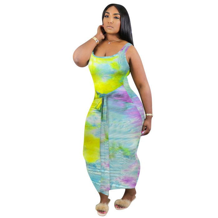 SHOW LINGERIE Tie Dye Wrap Maxi Dress