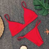 Floralkini Sexy Solid Color Low Waist Bikini Set