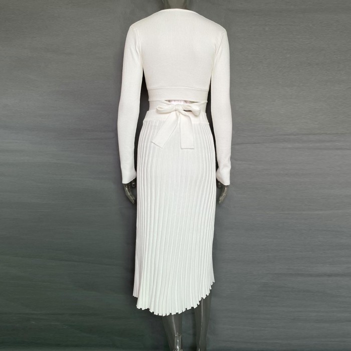 fall winter plus size rib knit top 2 piece skirt women sweater dress set