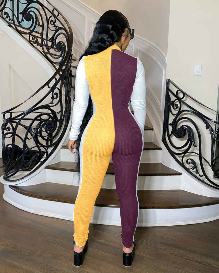 Yarn-dyed pit stripe slim rompers womens sexy jumpsuits women