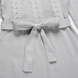 Bubble Long Sleeve Knitted High Waist Large Hem Midi Dress