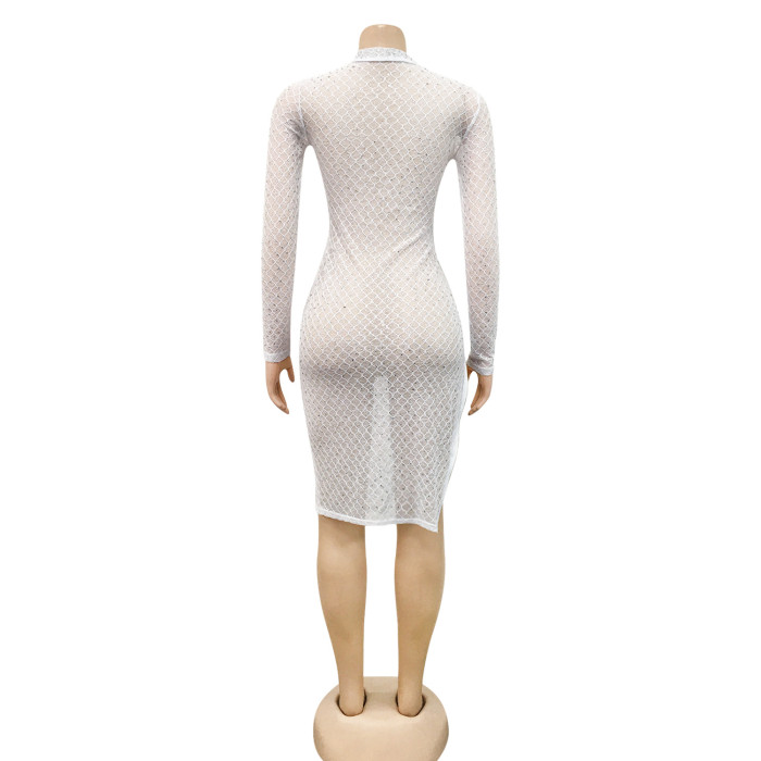 mesh transparent sexy club short dress