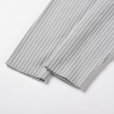 Bubble Long Sleeve Knitted High Waist Large Hem Midi Dress