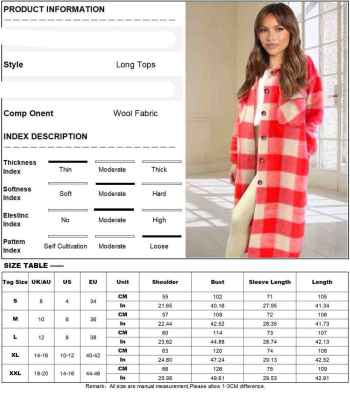 Women's Plaid Wool Long Coat