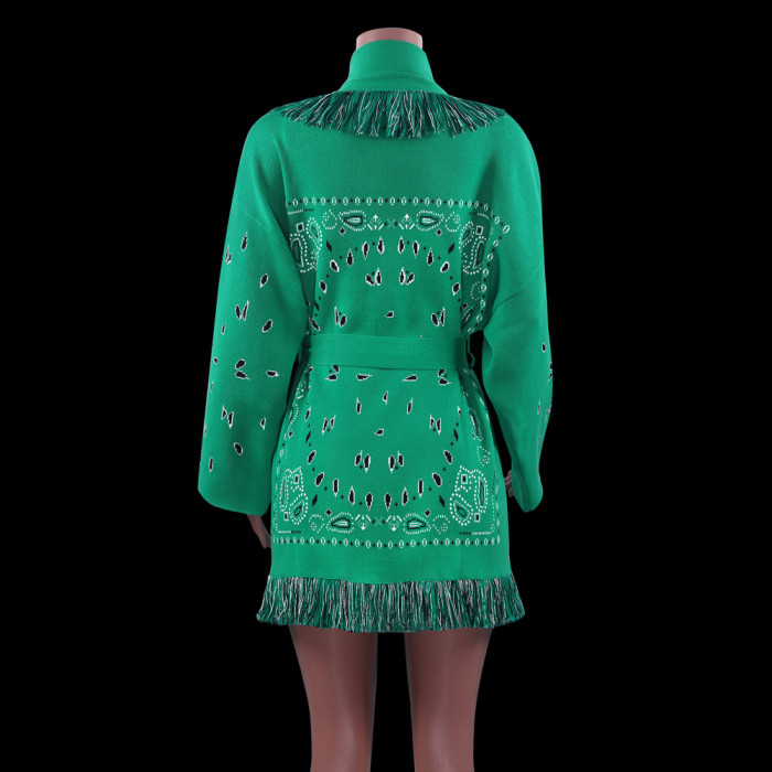 Cardigan TasselBelt Fashion Casual Sweater