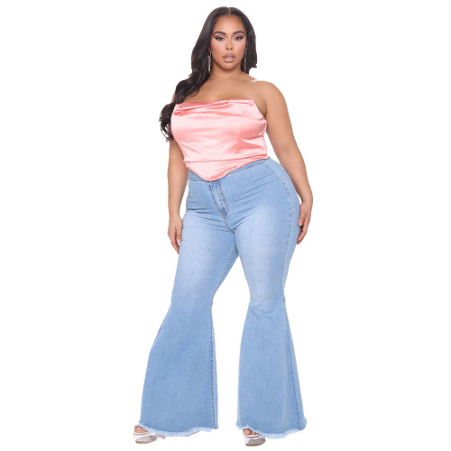 Plus Size Women Flare Jeans