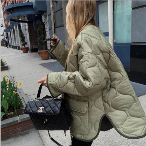 Loose Pocket Single Breasted Casual Padded Jacket