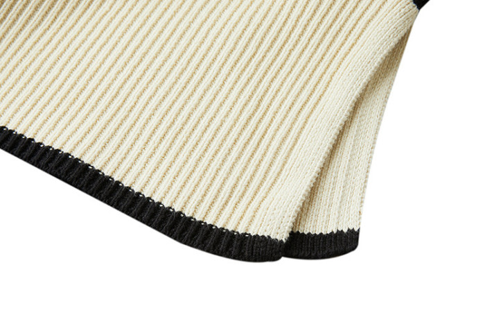 Women's Casual High Neck Side Split Pullover stripe Sweater Loose Long Sleeve Jumper Top