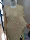 Pure Color Knitted Long Sleeve Dress