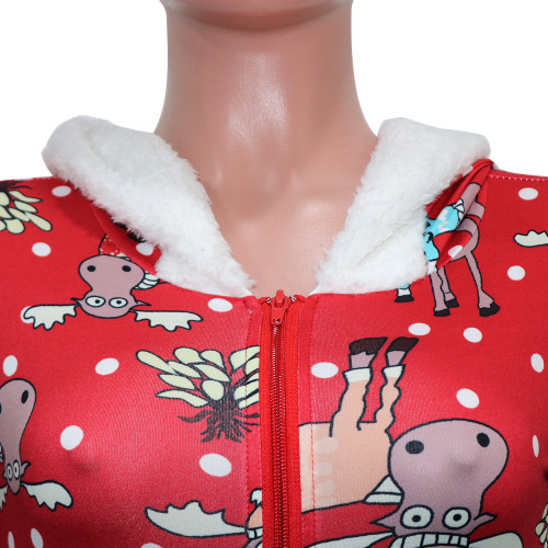 fur hoodi christmas jumpsuit women onesie pajamas