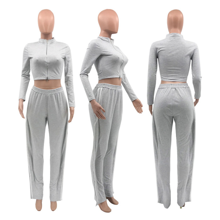crop sweatshirt and jogger pant two piece suit