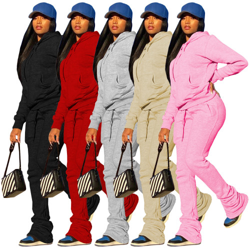 fleece thick hoodie and stacked jogging suit