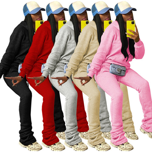 fleece thick hoodie and stacked jogging suit