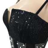 Fall Formal Luxury Beaded Strap Slit Evening Dress
