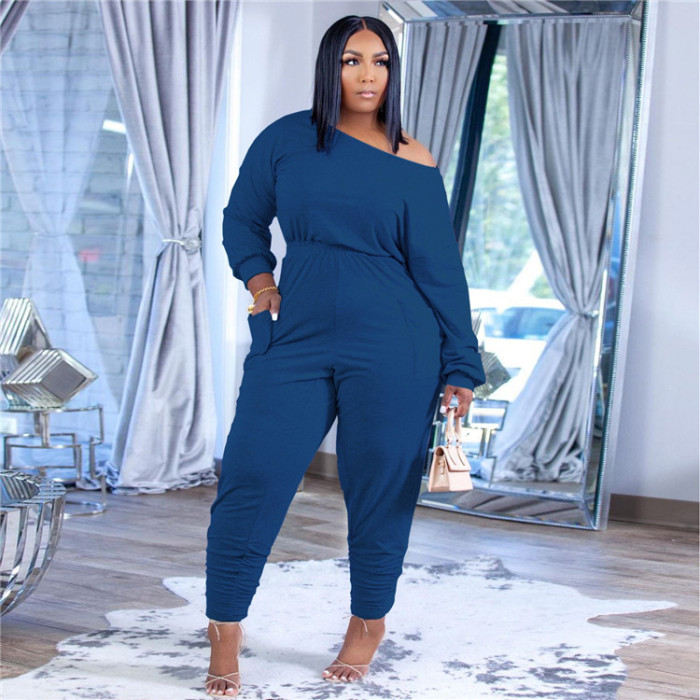 Plus Size Solid Strapless Top and Stacked Pant Set