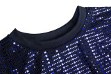 Striped Sequin Two Piece High Waisted Long Sleeve Clubwear Pants Suit