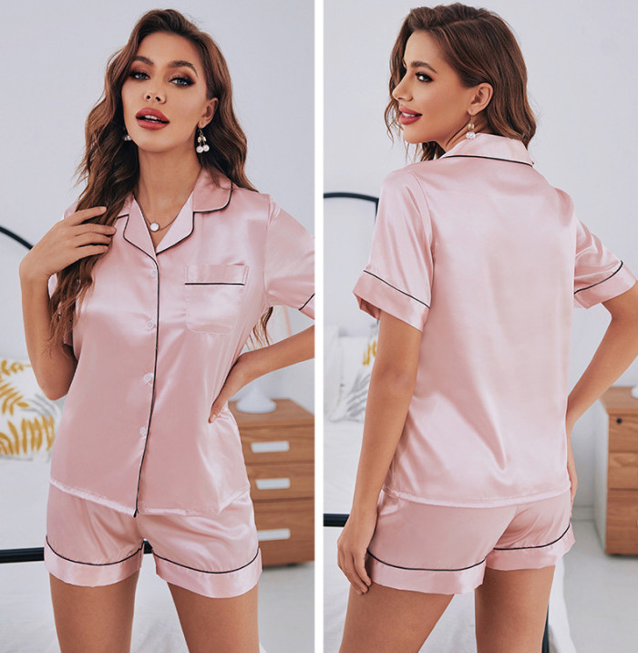 Solid Color Short Sleeve Shorts Casual Suit