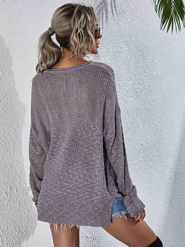 Women's knitted Loose Solid Pullover Sweater
