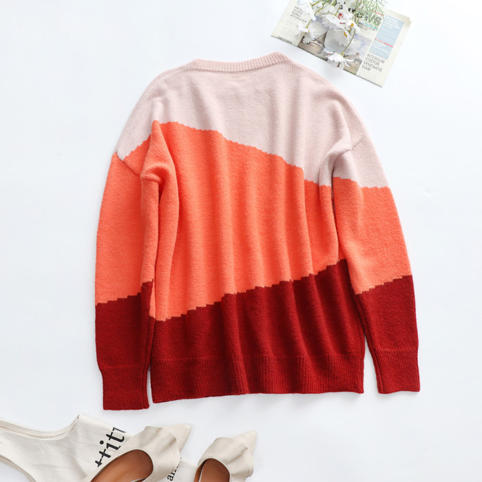 Loose Crew Neck Striped Sweater