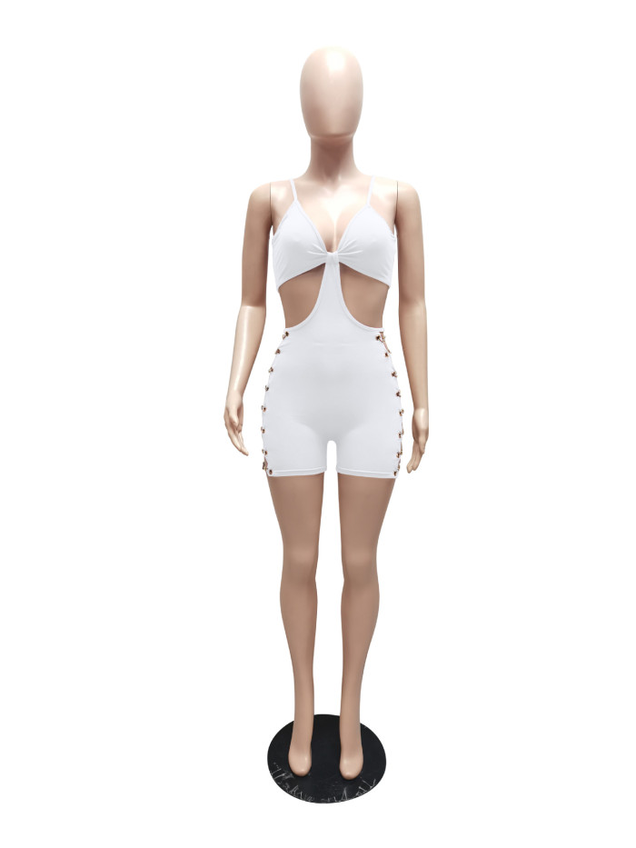 hollow out sexy bandage playsuit jumpsuit
