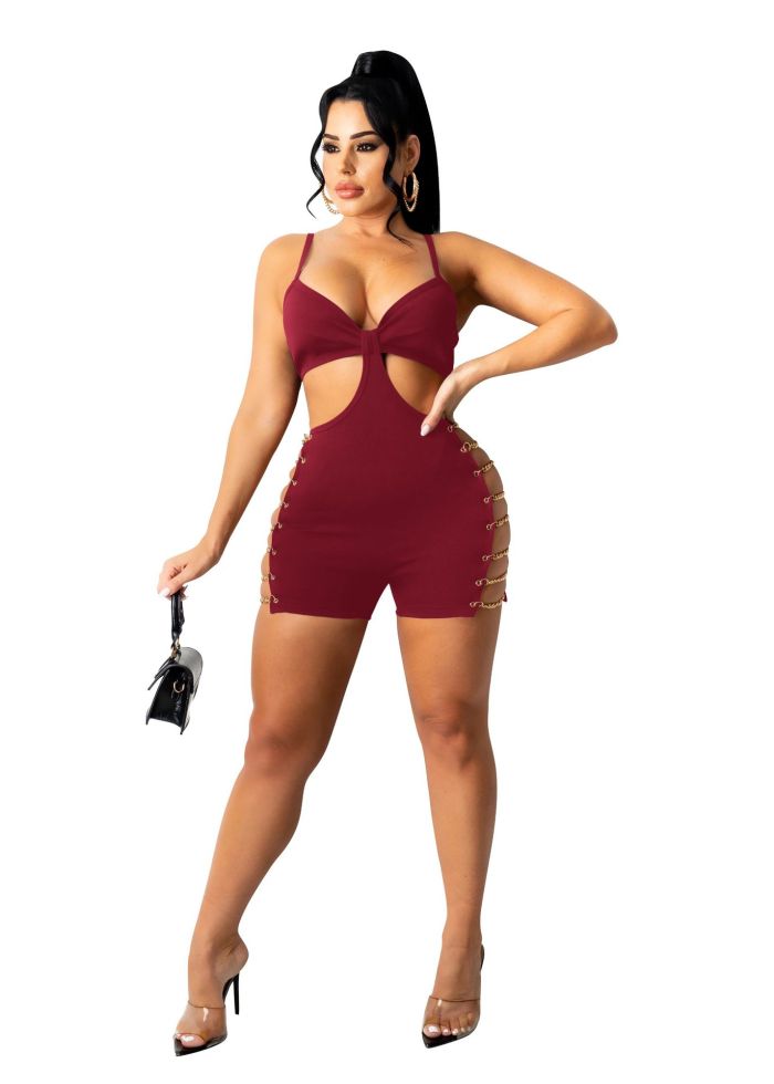 hollow out sexy bandage playsuit jumpsuit