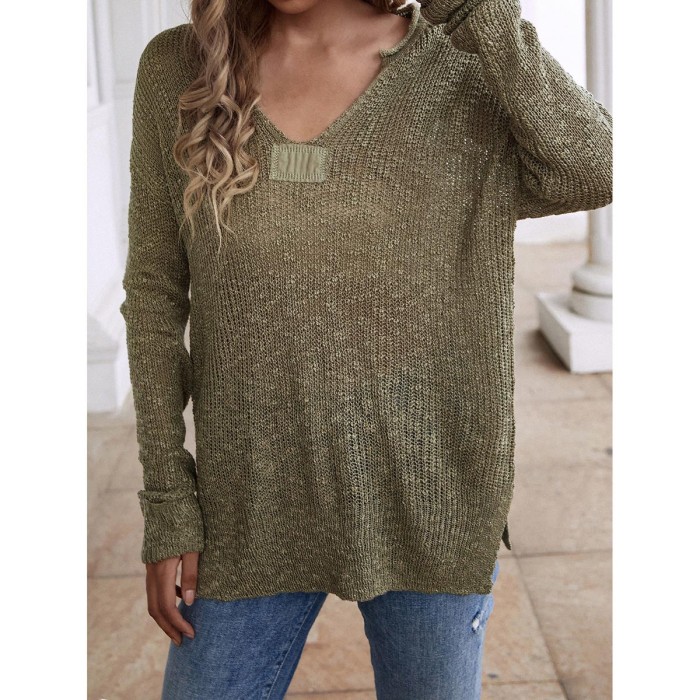 Women's knitted Loose Solid Pullover Sweater