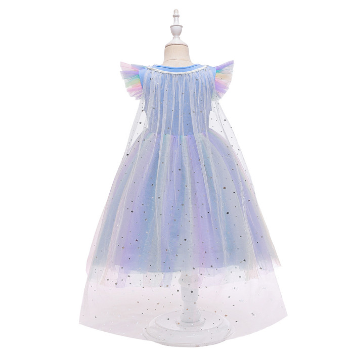 Frozen Sequin Cloak Detachable Gauze tailed Princess Aisha Dress