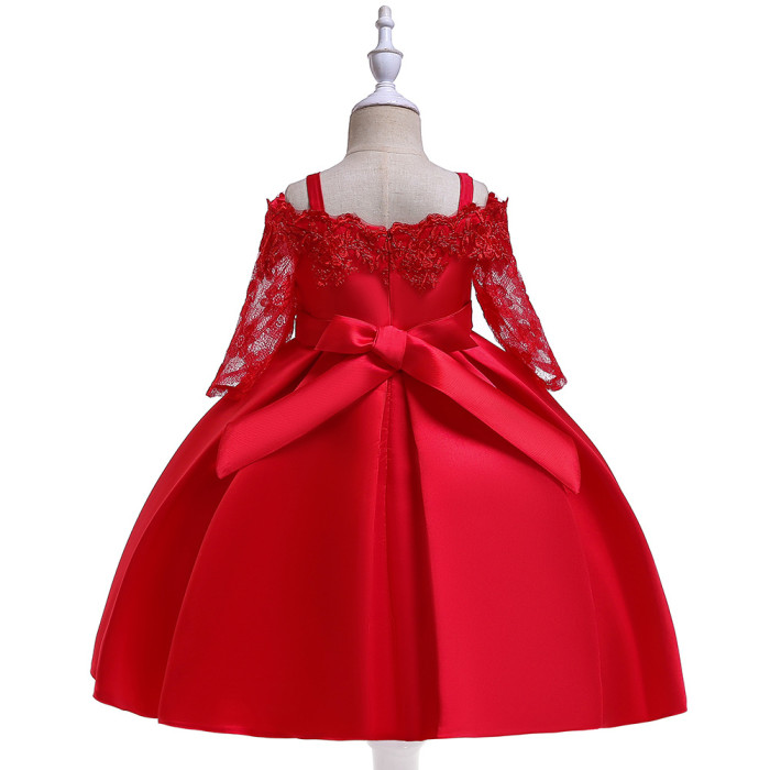 Girls Suspender Lace Stain Princess Dress