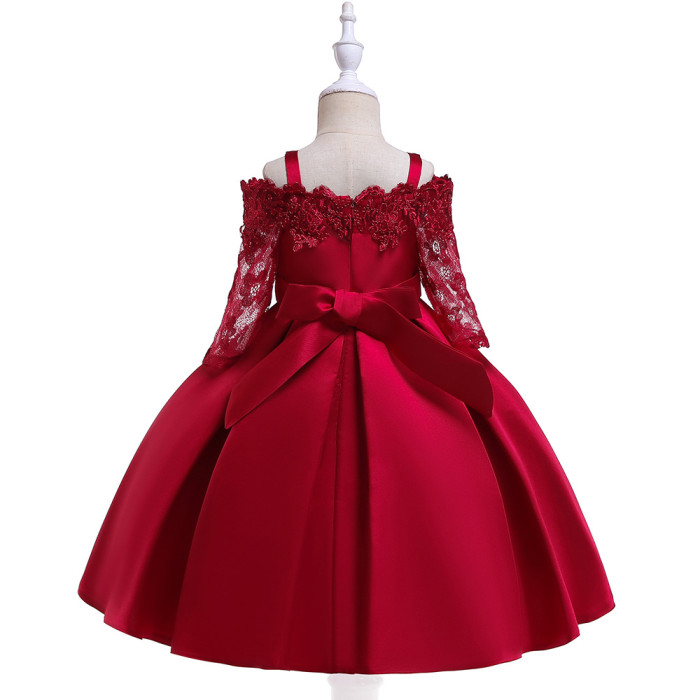 Girls Suspender Lace Stain Princess Dress