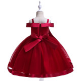 Beaded Flower one shoulder suspender Princess Dress