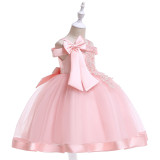 Beaded Flower one shoulder suspender Princess Dress