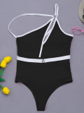 Solid Color One-Piece Swimsuit Sexy Belt Swimsuit
